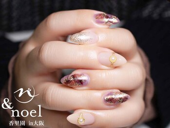 ノエル(Noel)/ボルドーブラウン 水彩画ネイル