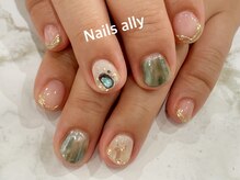 ネイルズアリー 立川店(Nails ally)/ニュアンス×ホワイトミラー