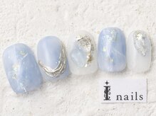 アイネイルズ 新宿店(I nails)/ブルー大理石ニュアンス