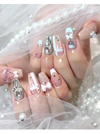 アシメカラーさくらんぼネイル