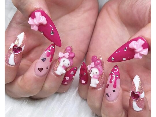 ネイルチップ オーダー 量産型 推しネイル ハートパンチ ギャルネイル
