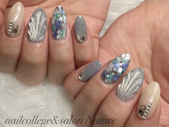 ネイルカレッジアンドサロン ナチュレ(nailcollege&salon NATURE)の写真/【デザイン豊富*選べる定額¥5980~♪】ぷる艶マグネット/フラッシュ/ニュアンス◎初回ソフトジェルオフ無料