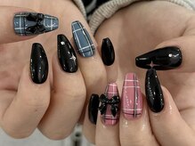 ジェミーネイル エビス(Jemiy nail ebisu)/カジュアルチェックリボン