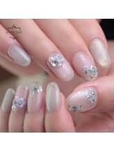 ピオニーネイル(peony nail)/水色のドライフラワー