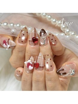 バレンタインネイル