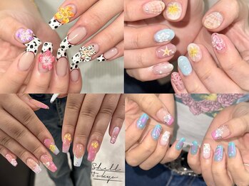 シェル トウキョウ(SHELL TOKYO)/夏ネイル フレンチ ハイビスカス