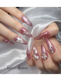 マグネット×お花ネイル