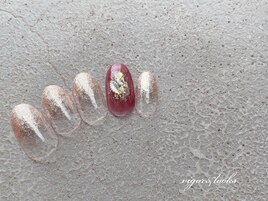 ラメグラ　シンプル　金箔　秋