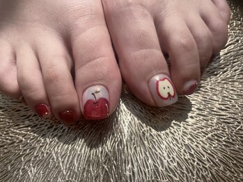 プロテア(protea)/りんごフットネイル