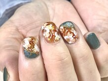 アルシエロ(al cielo)/べっ甲風 フラワーネイル