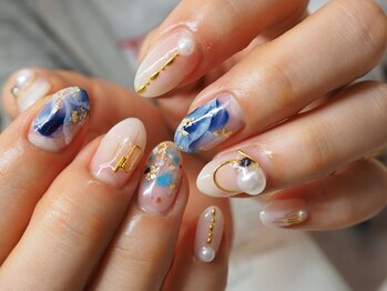 アドネイル(aD nail)/パール&スタッズネイル