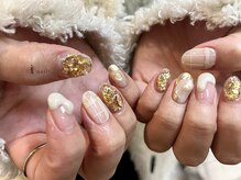 アイネイルズ 渋谷店(I nails)/【Kana.y】くすみ白冬チェック