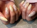 春イエロー×ドットネイル