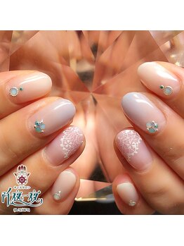 オフィスネイル☆グラデ&レース