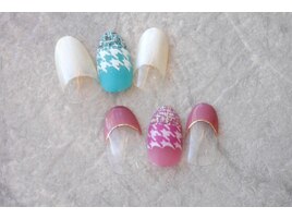ミックスダブルチェックネイル