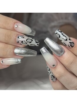 ネイルアトリエビー(nail atelier be’)/レオパード×シルバーdesign