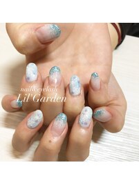 水色グラデーション×雪の結晶