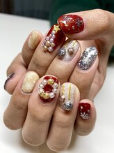 ダブルムーンビューティフル(DOUBLEmoonBeautiful)/ガーリー可愛いクリスマスネイル