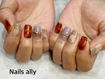 ネイルズアリー 立川店(Nails ally)/リングネイル×べっこう×ミラー