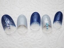ネイルサロン ブランシュール(Nail Salon Blancheur)/【逆フレンチラメグラ縦スワロ】