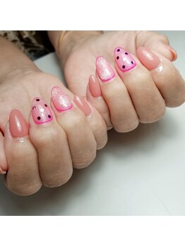 ドット×フラワーネイル