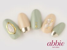 ネイルサロンアビー 北千住店(abbie)/ピスタチオ×ミラー　￥12606