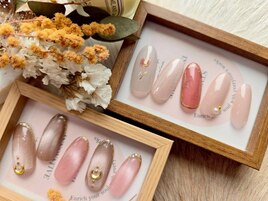 春ネイル、フラワー、フレンチ