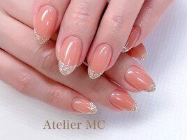 ワンカラー+ラメフレンチ