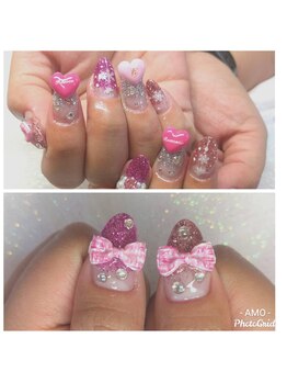 アモ ラブネイルズ(AMO Love nails)/ピンクハートネイル