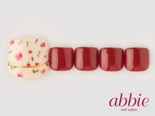 ネイルサロンアビー 北千住店(abbie)/フット小花×ボルドー　￥11220