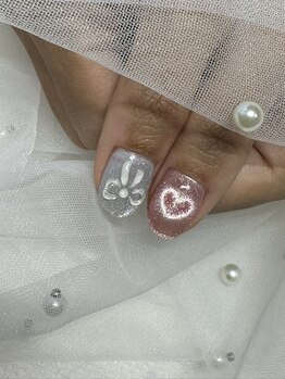 ハートマグ×リボンネイル