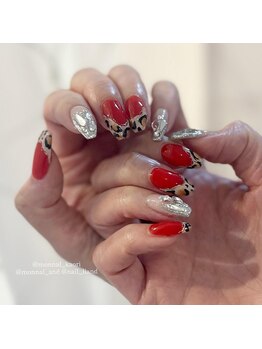 リアンド(Li&)/フレンチネイルヒョウ柄