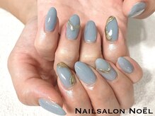 ノエル(Noel)/くすみブルー　ミラーネイル