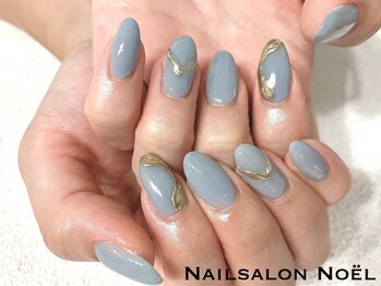 ノエル(Noel)/くすみブルー ミラーネイル