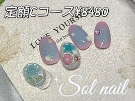 夏海水玉ネイル