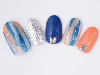 ネイルサロン ドレリッチ 大宮店(drerich)/ブルー縦タイダイ