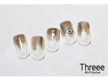 スリーネイルプラスアイラッシュ(Threee Nail+Eyelash)/ミラーフレンチ