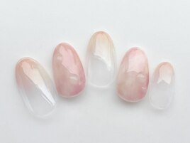 桃ネイル ピンクネイル しずく