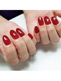 赤系ボルドーワンカラーネイル