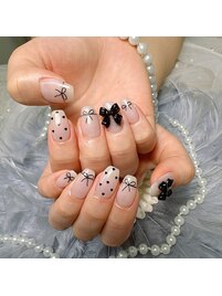 黒リボンネイル