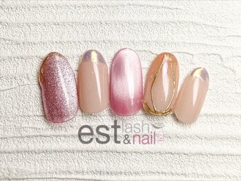 エストラッシュアンドネイル 銀座店(est lash&nail)/マグネットミラーフレンチネイル