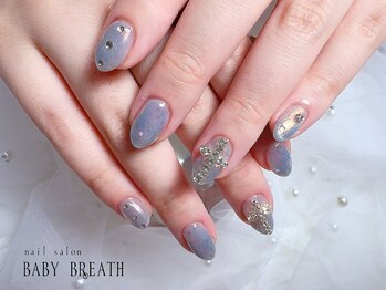 ベイビーブレス(BABY BREATH)/持ち込み☆水色ネイル