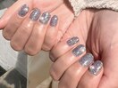 冬ブルーのフラッシュネイル