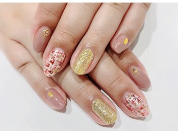 カラン 焼津店(CALIN)/赤系ツイードネイル