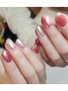 【春ネイル】ピンク×オーロラ