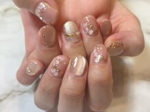 エールネイル(Ailes nail)/マグネット×フラワーネイル