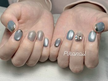ピカネイル 上野 御徒町(Pika Nail)/ブルーxラメxオフィス