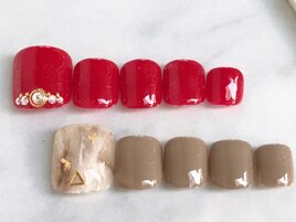 ワンカラー＋親指アート2本