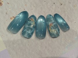 水面ネイル・金魚・ブルーネイル