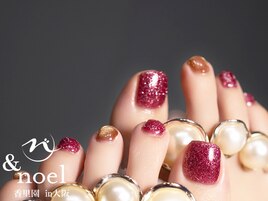 フット 赤色フラッシュネイル